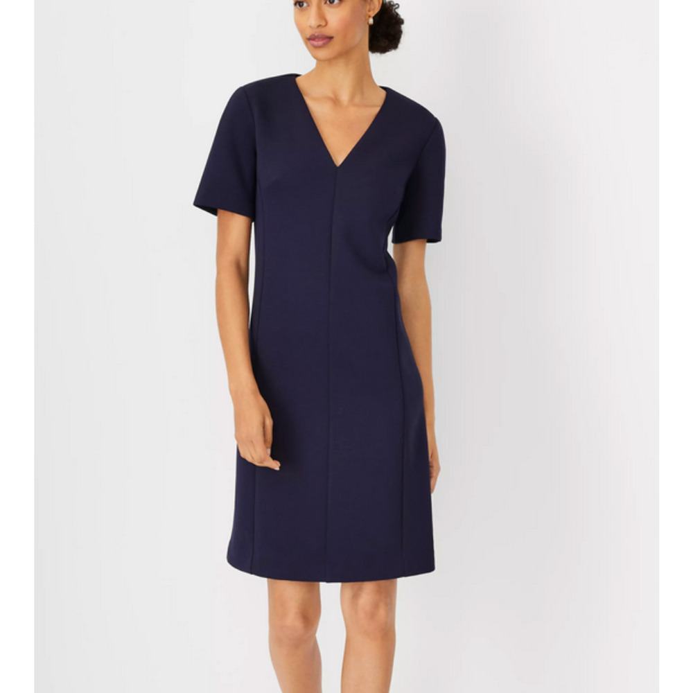 NWT Ann Taylor Navy Night Sky VNeck Sheath Dress Womens 10 Business Professional